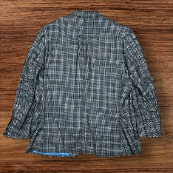 ISAIA Napoli 140s Wool Grey Glen Plaid Sport Coat 48R Blue Lining Italy 3-Button - Picture 2 of 11